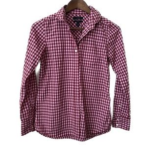 J CREW Women’s Button Up Gingham Shirt with Club Collar | Boy Cut